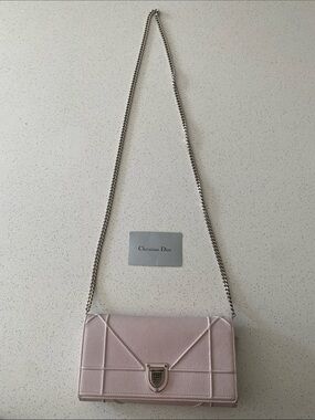 Dior Baby Pink Crossbody Bag with Silver Chain